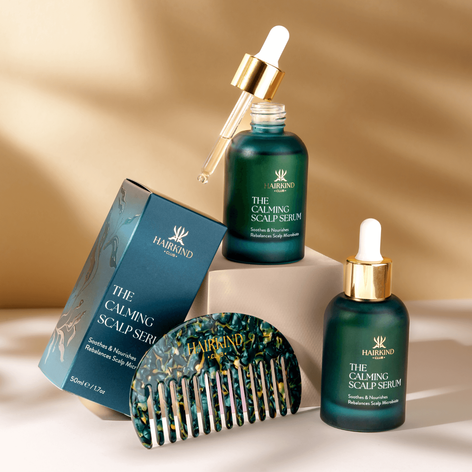 HairKind 3 Serum + Comb Bundle complete scalp care package for seborrheic dermatitis treatment